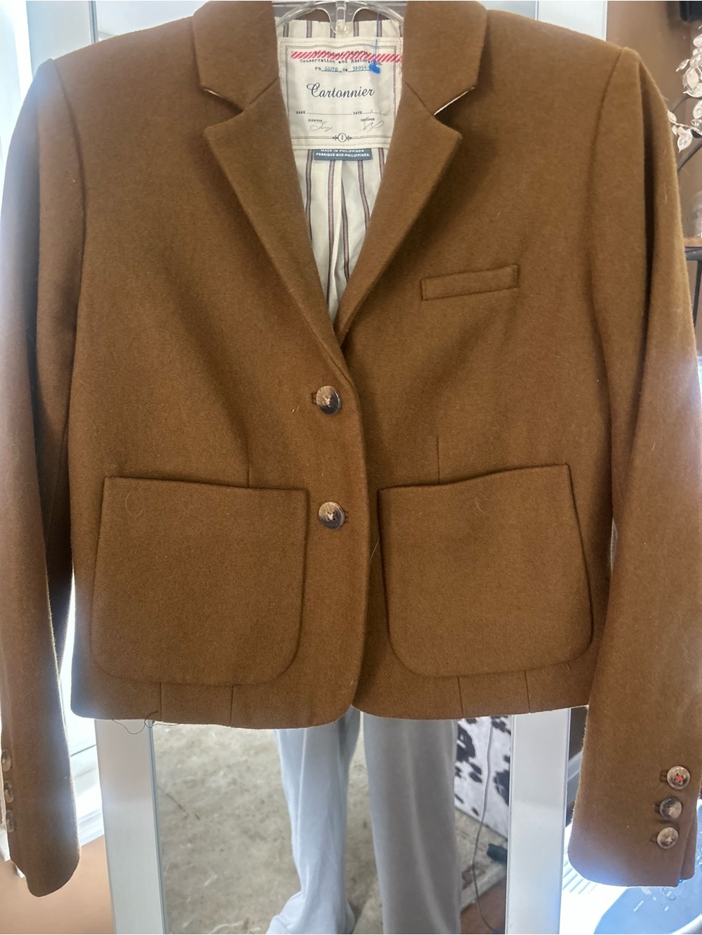 Cartonnier Women's Camel Brown Wool-Blend Blazer Jacket, like new